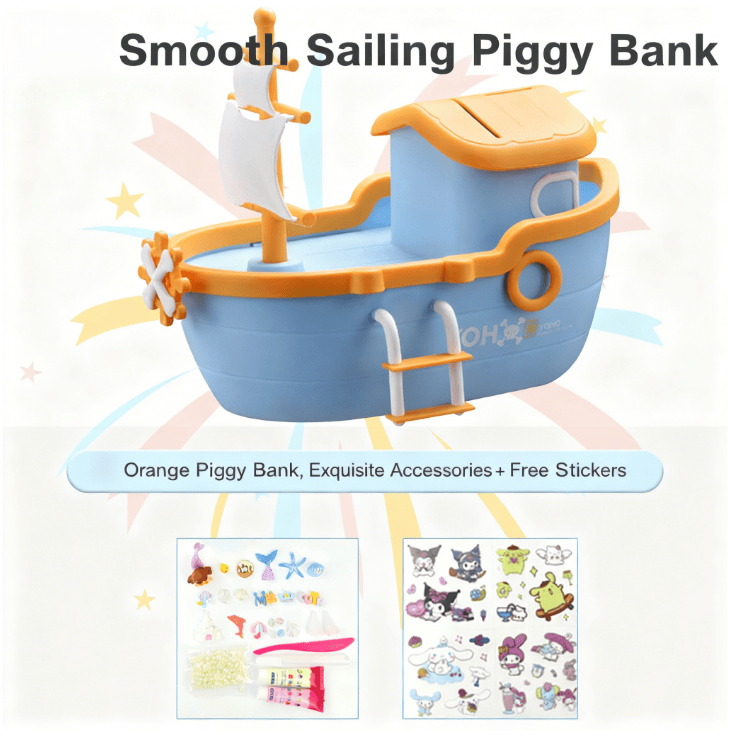 Pirate ship piggy bank children's handmade DIY piggy bank boy girl set holiday gift storage coin