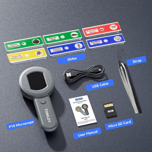TOMLOV P10 Microscope for Adults Kids, Handheld Coin Magnifier with Light for Error Coins, Portable Trichome Magnifying Glass 100X, Collector Pocket Jewelers Loupe, Digital Microscope with 2" Screen