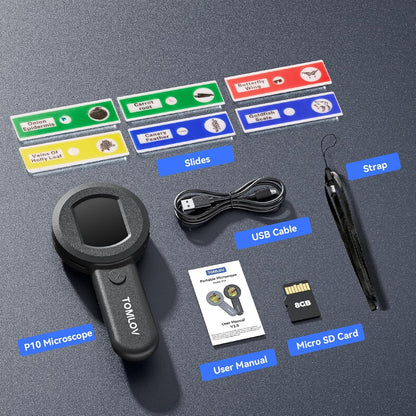 TOMLOV P10 Microscope for Adults Kids, Handheld Coin Magnifier with Light for Error Coins, Portable Trichome Magnifying Glass 100X, Collector Pocket Jewelers Loupe, Digital Microscope with 2" Screen