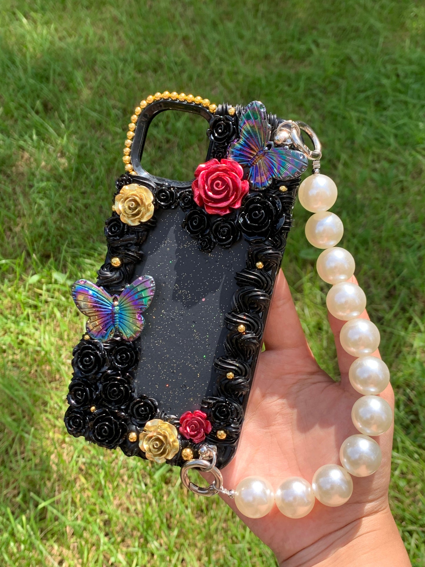 Black Roses Garden Butterfly Baroque Decoden Phone Cases For Any Phone Model