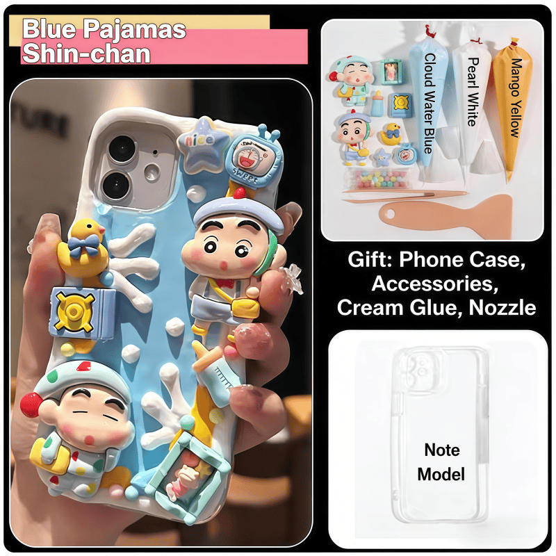 Macaron Blue Pajama Boy Decoden Cream Glue Phone Case For AnyPhone Models