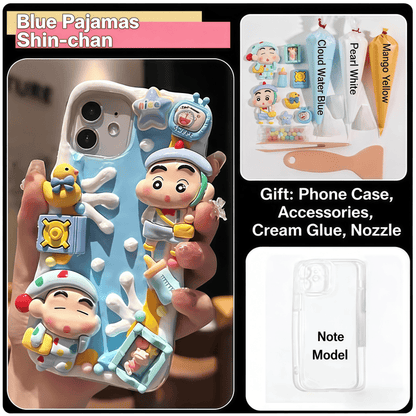 Macaron Blue Pajama Boy Decoden Cream Glue Phone Case For AnyPhone Models