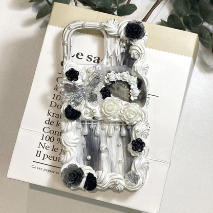Baroque Vintage Style Decoden Cream Glue Phone Case For Any Phone Models