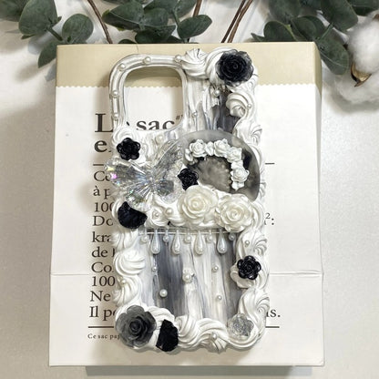 Baroque Vintage Style Decoden Cream Glue Phone Case For Any Phone Models