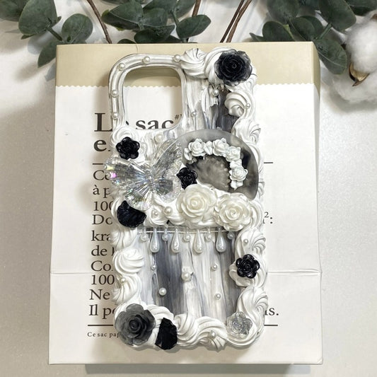 Baroque Vintage Style Decoden Cream Glue Phone Case For Any Phone Models