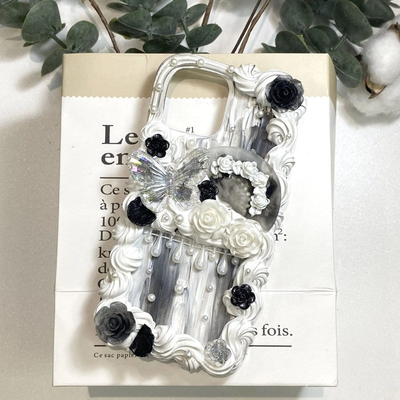 Baroque Vintage Style Decoden Cream Glue Phone Case For Any Phone Models