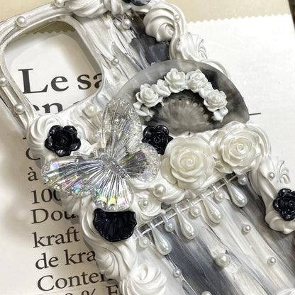 Baroque Vintage Style Decoden Cream Glue Phone Case For Any Phone Models