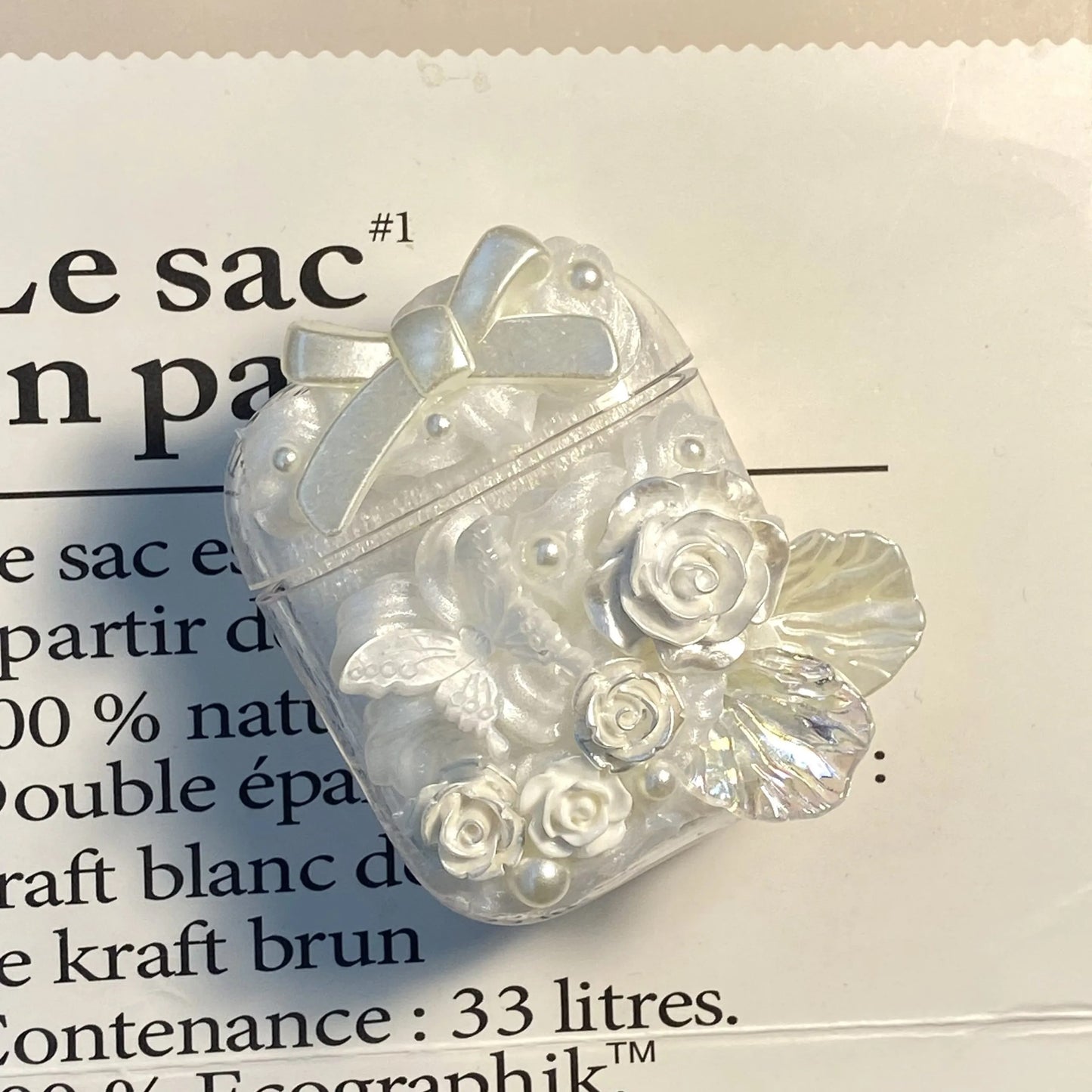 Pearlescent Pure White Baroque Handmade DIY Fake Cream Glue Decoden AirPods Case