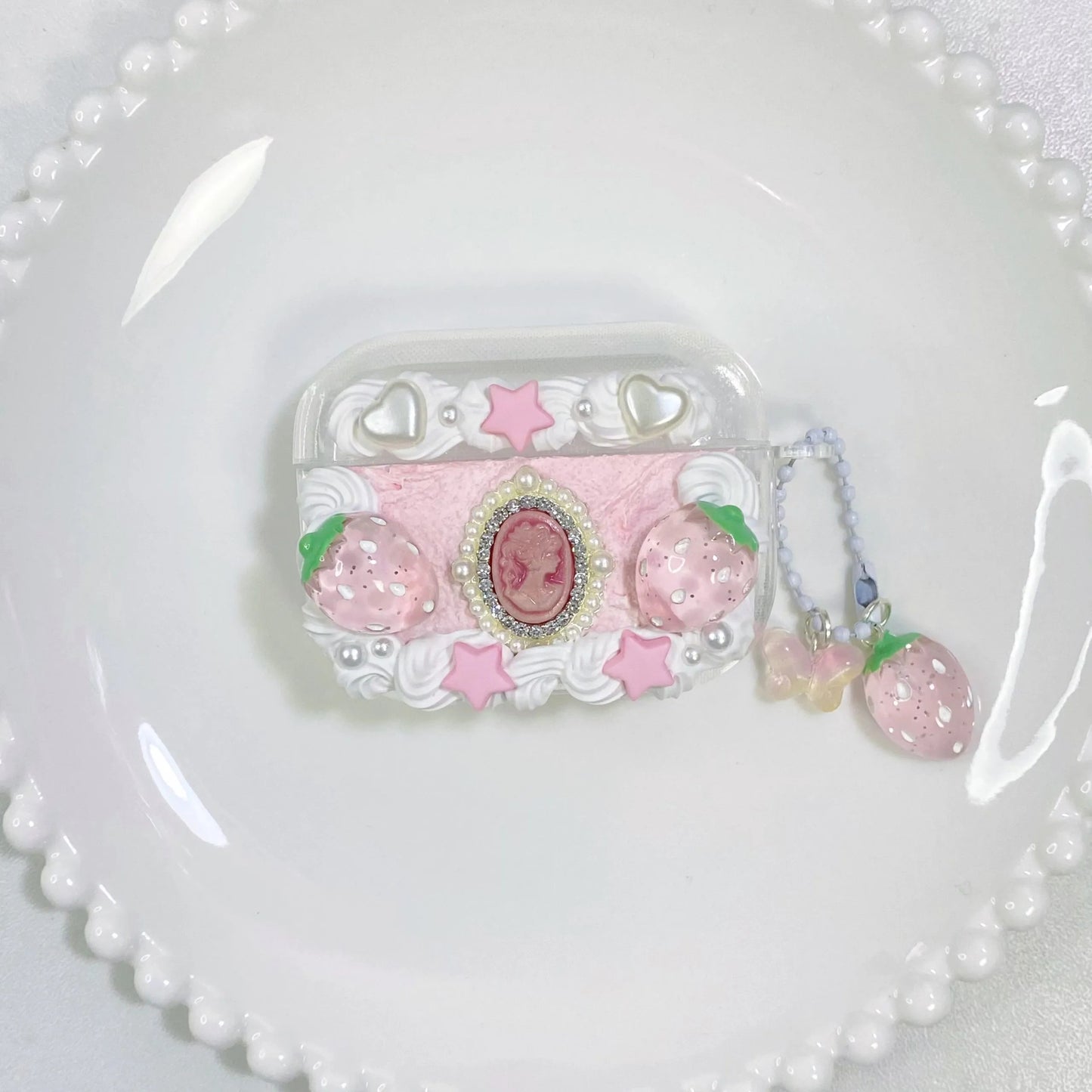 Baroque Strawberry Decoden Cream Glue AirPods Case