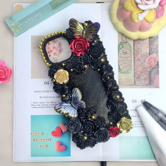 Black Roses Garden Butterfly Baroque Decoden Phone Cases For Any Phone Model