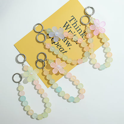 Five-petal flower transparent matte beads mobile phone chain candy beads earphone case accessories DIY water cup portable chain accessories