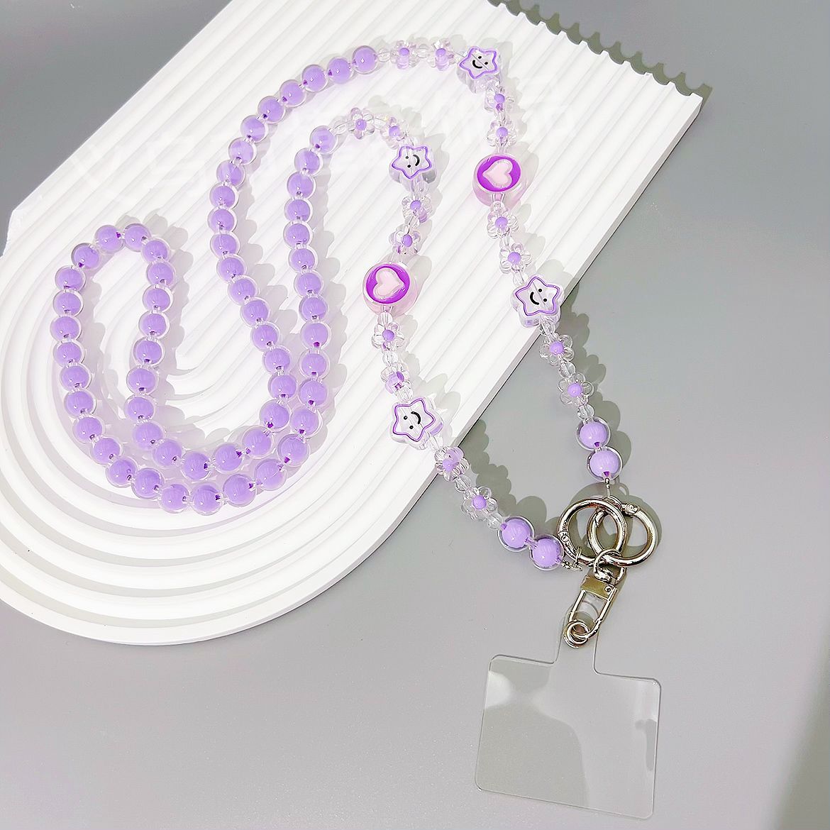 New acrylic bead in bead oblique span chain mobile phone case anti-lost rope oil dripping flower bag pendant bead string jewelry