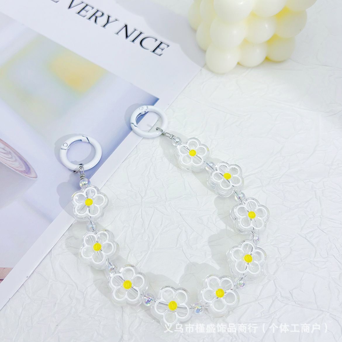 Dripping flower mobile phone chain earphone bag mobile phone case pendant luggage car keychain pendant DIY bead chain