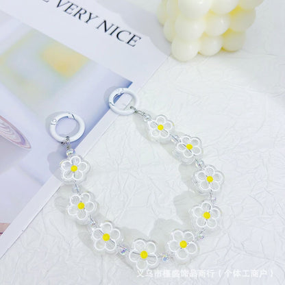Dripping flower mobile phone chain earphone bag mobile phone case pendant luggage car keychain pendant DIY bead chain