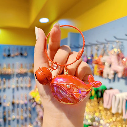 Cartoon Internet celebrity explosion electroplating color whale keychain car key chain couple bag pendant small gift