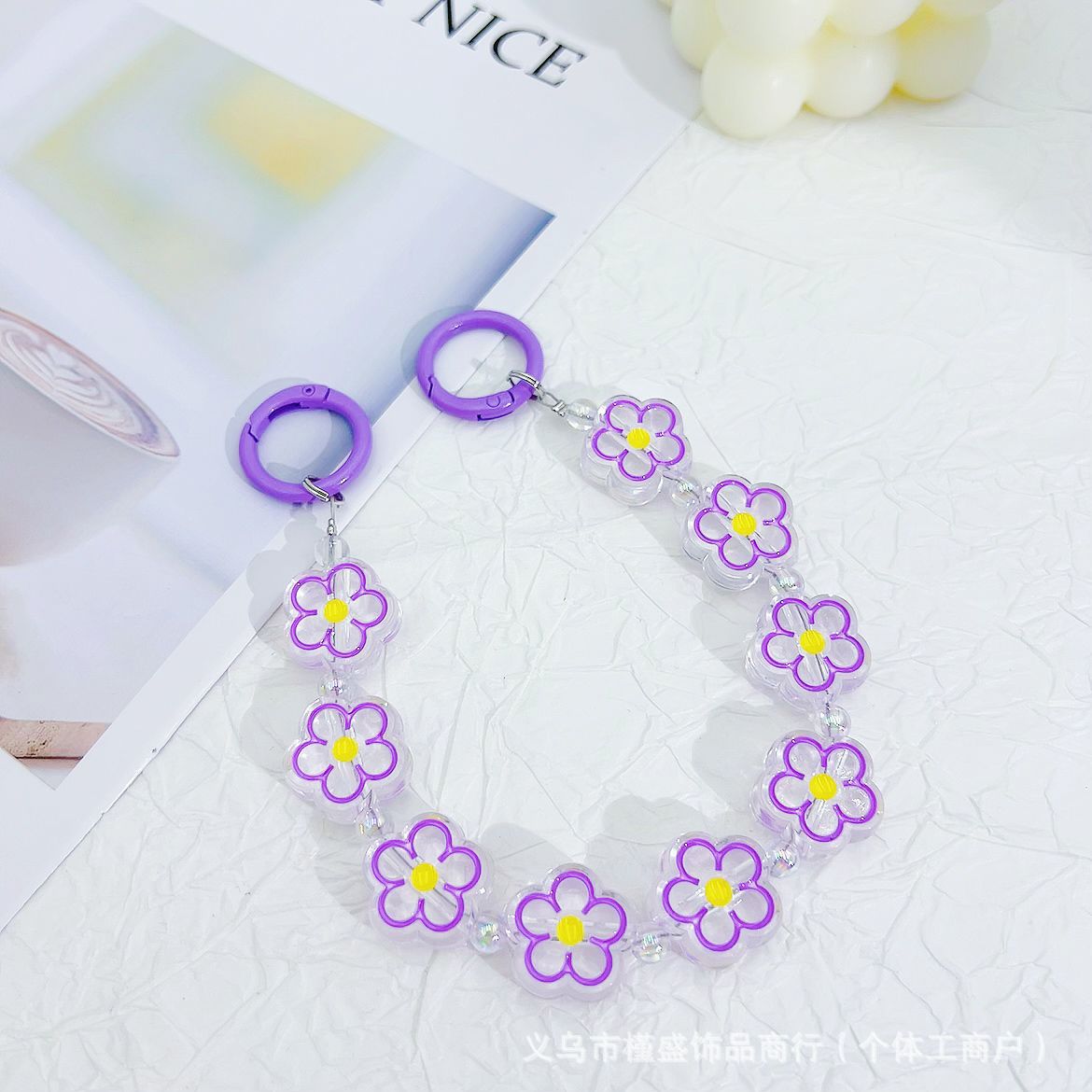 Dripping flower mobile phone chain earphone bag mobile phone case pendant luggage car keychain pendant DIY bead chain