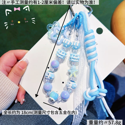ins Wind Cross-border Cartoon Series Color Rope Bag Pendant Hand-painted Bead String Mobile Phone Chain Pendant Keychain Wholesale