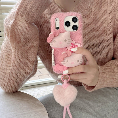 Autumn and winter plush three-dimensional cartoon all-inclusive anti-drop mobile phone case protective case