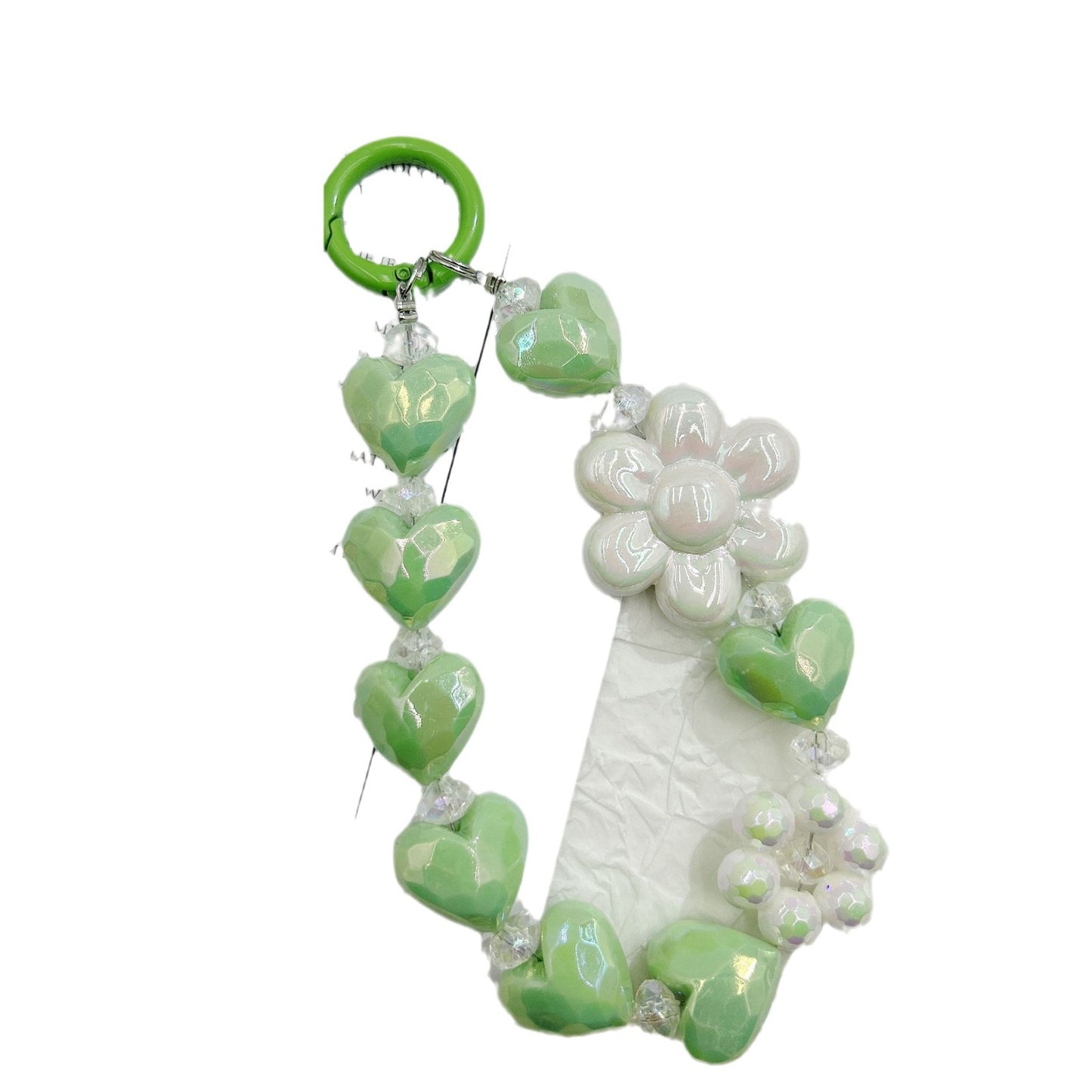 New electroplated love sunflower keychain bead string mobile phone pendant small fresh color bag accessories earphone pendant