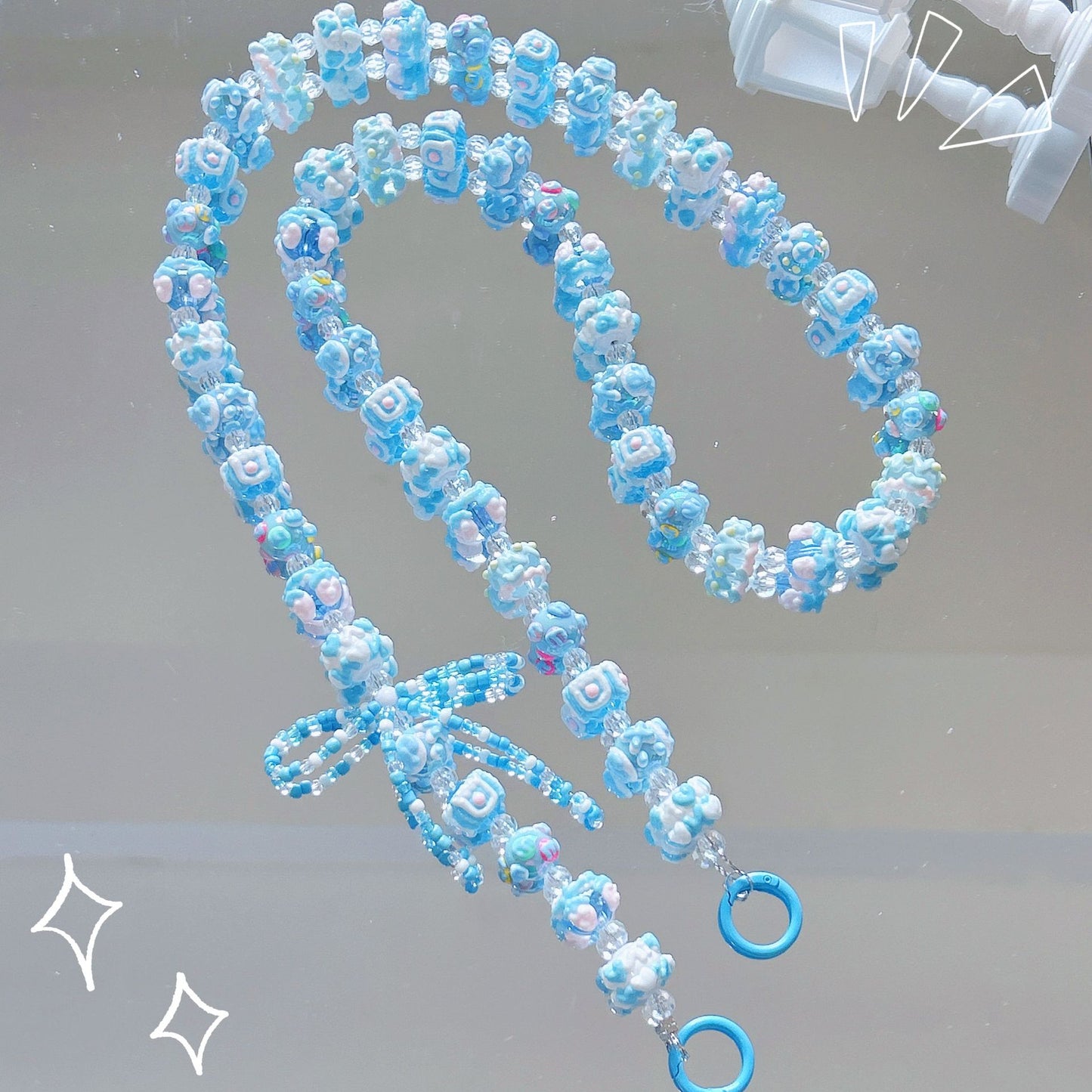 New hand-painted bead string oblique span bag chain long mobile phone chain pendant beaded mobile phone strap extension chain