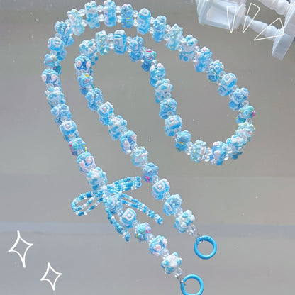 New hand-painted bead string oblique span bag chain long mobile phone chain pendant beaded mobile phone strap extension chain