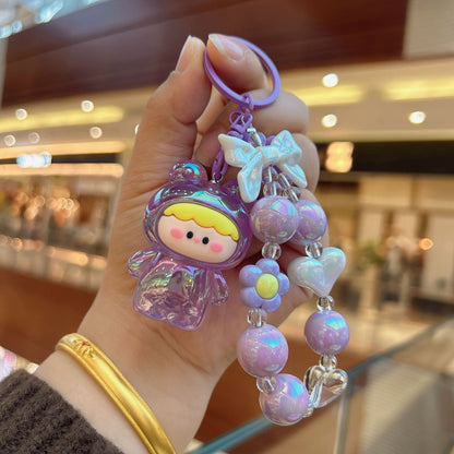 Acrylic glow-in-the-dark frog bead string keychain exquisite and cute mobile phone pendant bag pendant dly