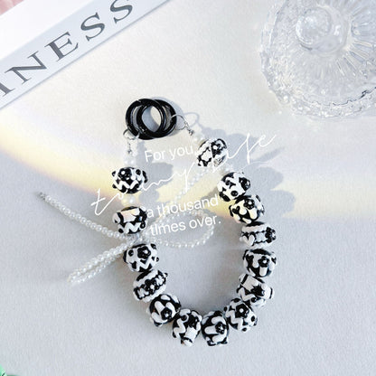 Korean small fresh pearl mobile phone chain bag pendant full of oil heavy industry hand-painted beads Xiaohongshu same mobile phone pendant