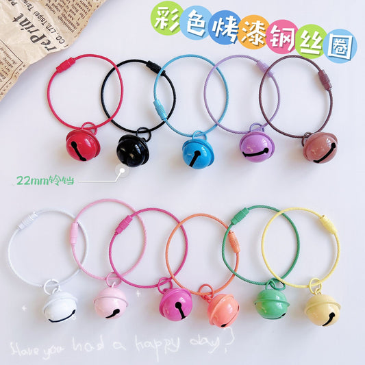 Color paint wire rope keychain 22mm bell, key ring DIY handmade accessories creative small gifts