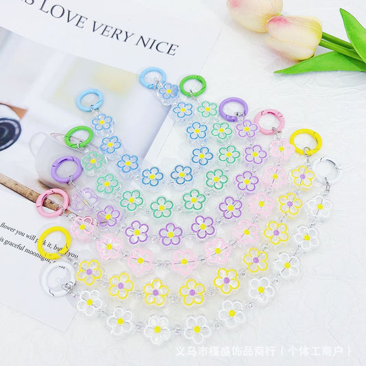 Dripping flower mobile phone chain earphone bag mobile phone case pendant luggage car keychain pendant DIY bead chain
