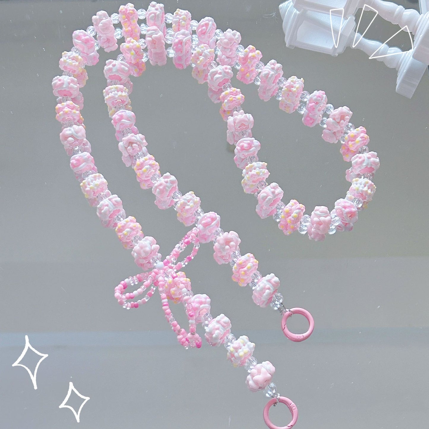 New hand-painted bead string oblique span bag chain long mobile phone chain pendant beaded mobile phone strap extension chain
