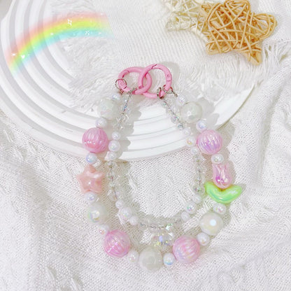 Creative tulip bead string mobile phone chain 16mm smudged pumpkin bead car key pendant small fresh crystal chain