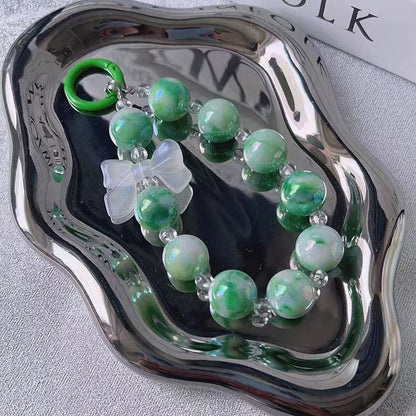 New Korean style ins mixed color bow bead string mobile phone case pendant, bag, key pendant DIY gradual change beads