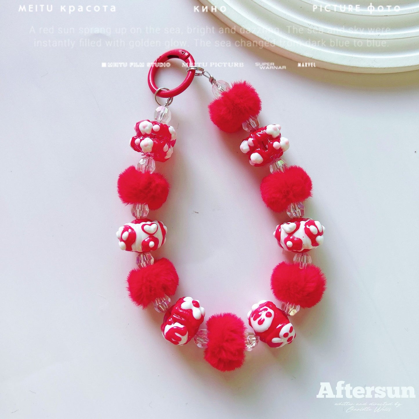 New autumn and winter hairball ring hand-painted beads, mobile phone chain beads, car keychain pendant, bag accessories, live broadcast of the same style