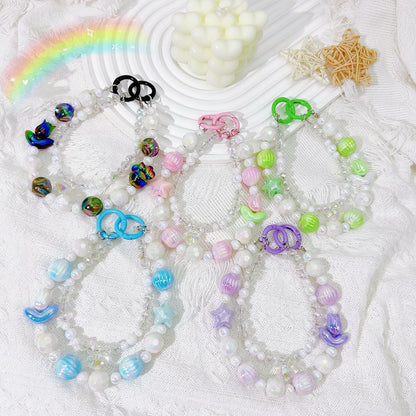 Creative tulip bead string mobile phone chain 16mm smudged pumpkin bead car key pendant small fresh crystal chain