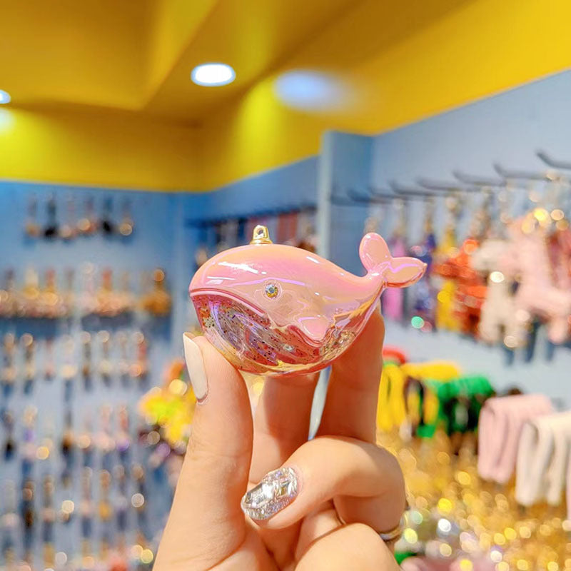 Cartoon Internet celebrity explosion electroplating color whale keychain car key chain couple bag pendant small gift