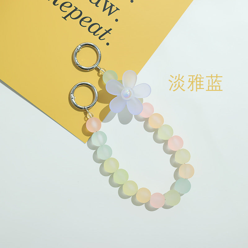Five-petal flower transparent matte beads mobile phone chain candy beads earphone case accessories DIY water cup portable chain accessories