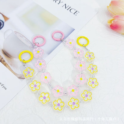 Dripping flower mobile phone chain earphone bag mobile phone case pendant luggage car keychain pendant DIY bead chain