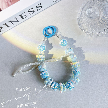 Korean small fresh pearl mobile phone chain bag pendant full of oil heavy industry hand-painted beads Xiaohongshu same mobile phone pendant