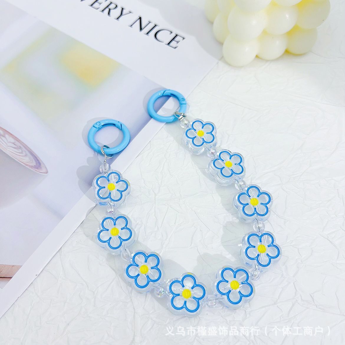 Dripping flower mobile phone chain earphone bag mobile phone case pendant luggage car keychain pendant DIY bead chain