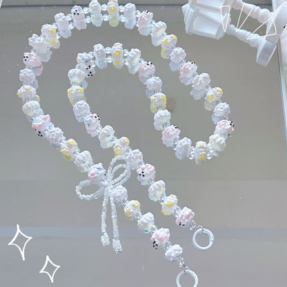 New hand-painted bead string oblique span bag chain long mobile phone chain pendant beaded mobile phone strap extension chain