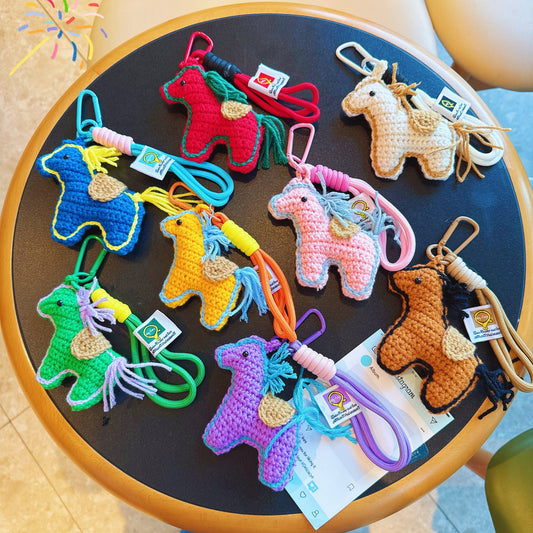 New cartoon horse mascot wool crocheted pony accessories jewelry keychain pendant New Year's gift