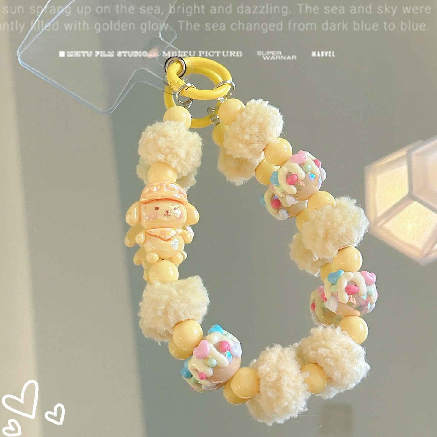 Autumn and winter hairball beads string mobile phone chain Sanrio cute car keychain mobile phone case pendant bag decoration wholesale