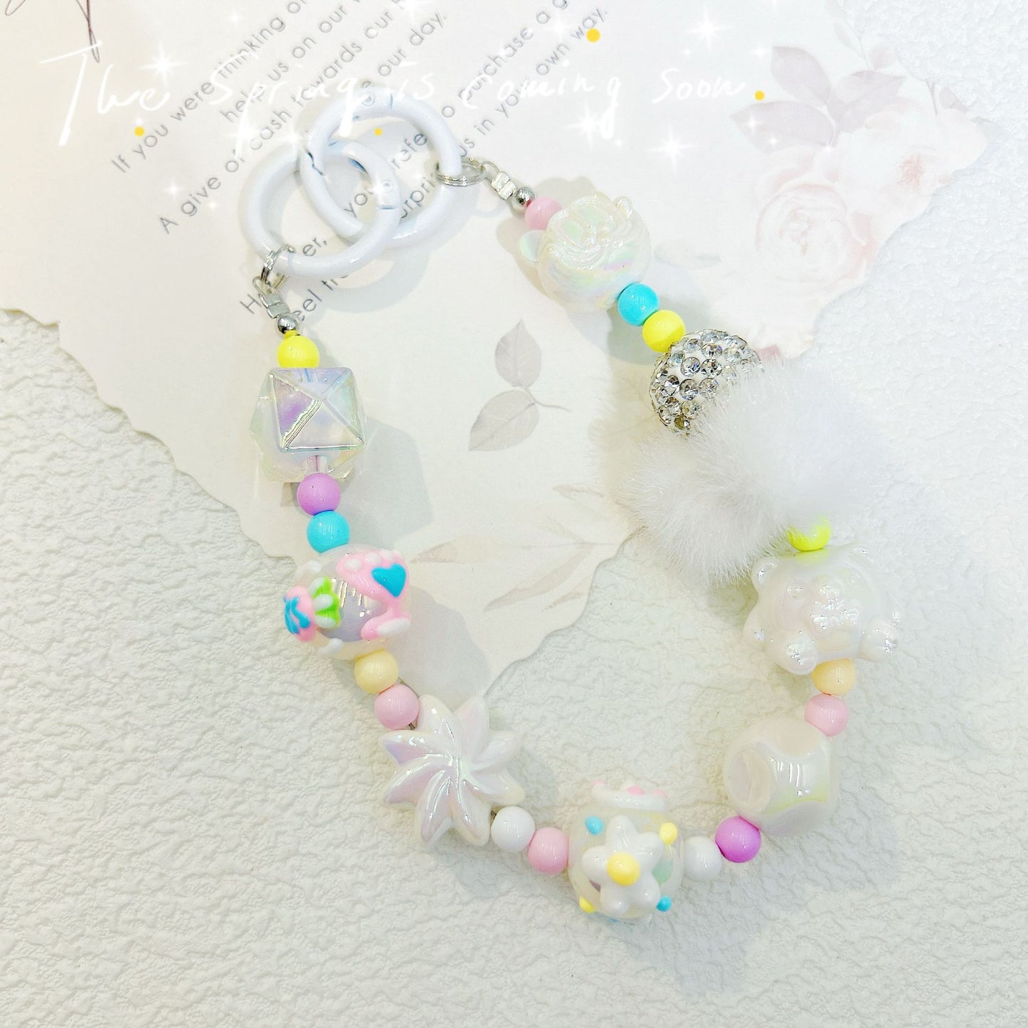 New autumn and winter hairball bead string mobile phone chain exquisite doll mobile phone hanging chain blind box hand-painted bead keychain women's accessories