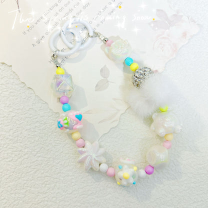 New autumn and winter hairball bead string mobile phone chain exquisite doll mobile phone hanging chain blind box hand-painted bead keychain women's accessories