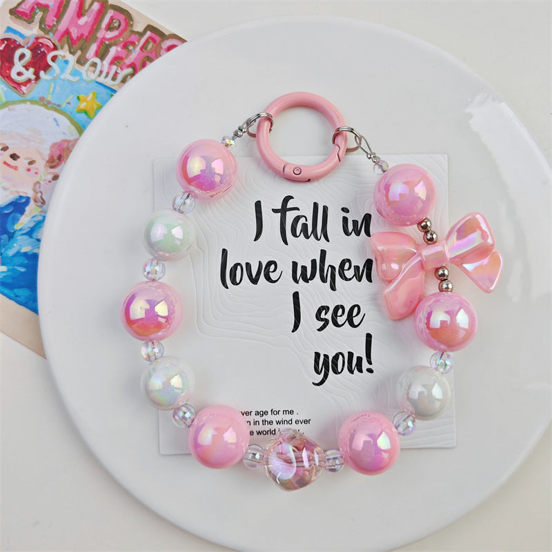 Internet celebrity fig beads electroplated bow bead string mobile phone case ornaments luggage accessories car key chain pendants