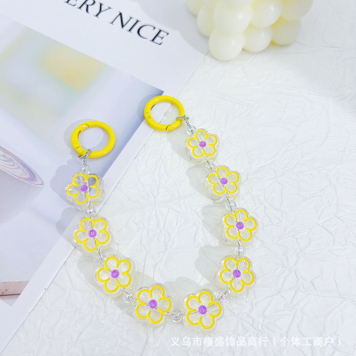 Dripping flower mobile phone chain earphone bag mobile phone case pendant luggage car keychain pendant DIY bead chain