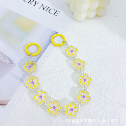 Dripping flower mobile phone chain earphone bag mobile phone case pendant luggage car keychain pendant DIY bead chain