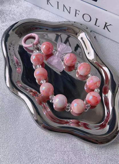 New Korean style ins mixed color bow bead string mobile phone case pendant, bag, key pendant DIY gradual change beads