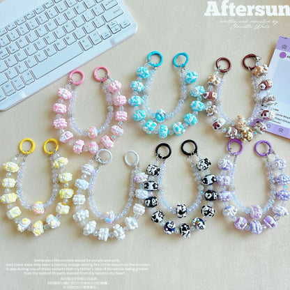 Creative bead string double chain hand-painted beads mobile phone chain cartoon doll keychain pendant bag pendant Xiaohongshu same style