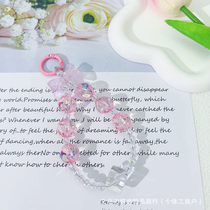New high-transparency fig mobile phone chain pendant, candy-colored bead string key, earphone bag pendant, creative couple accessories.